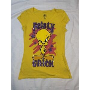 Looney Tunes Tweety Bird Feisty‎ Chick T Shirt Juniors Medium 100% Cotton